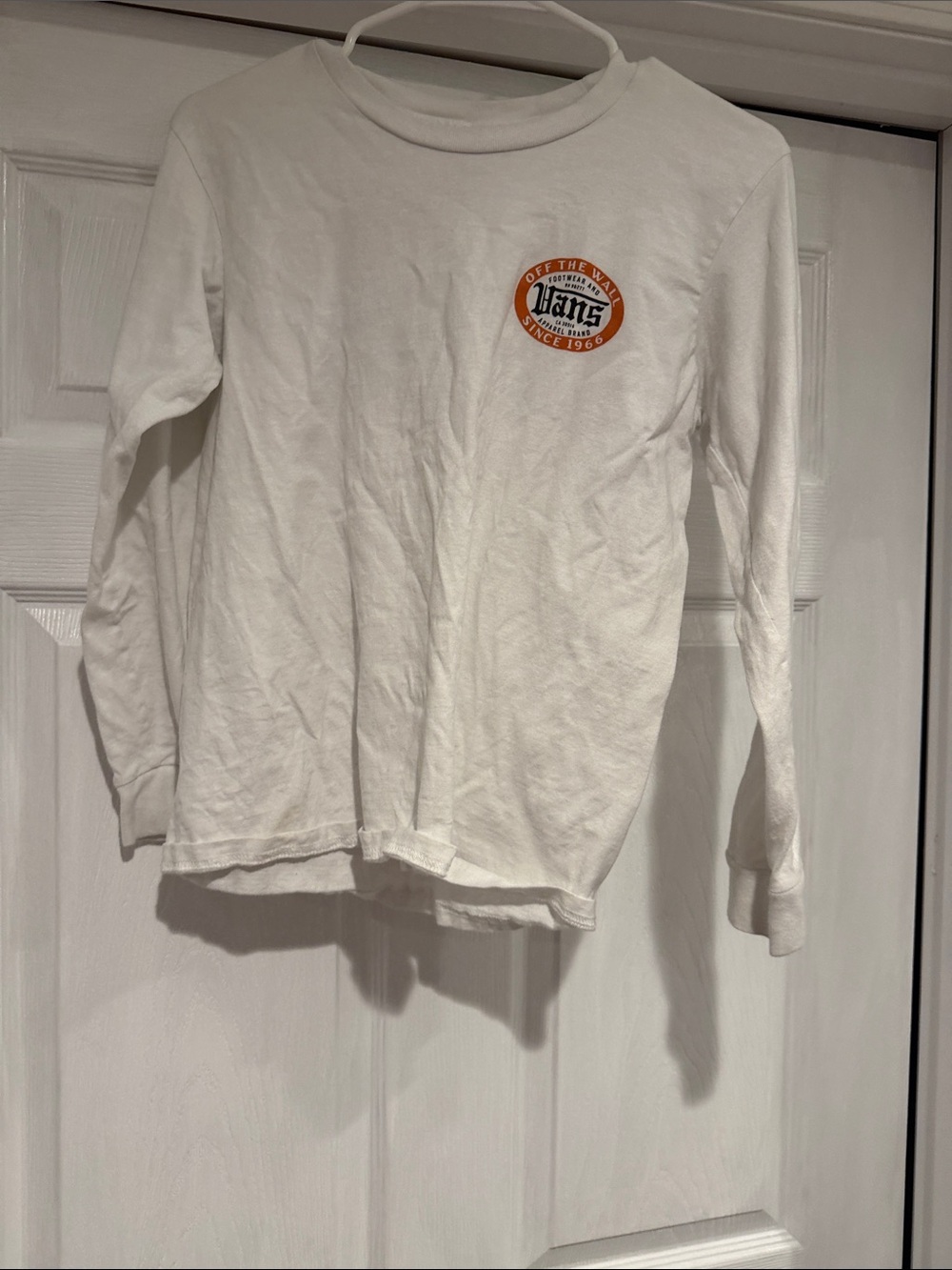 Vans White Long Sleeve Shirt with Orange Chest Accent